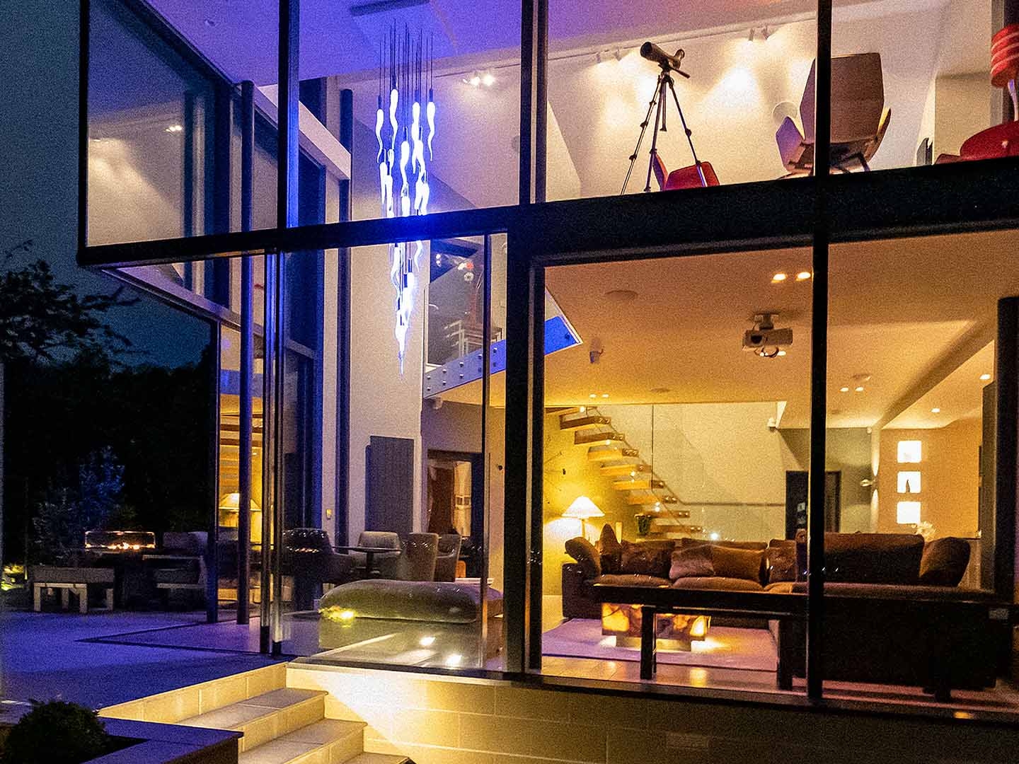 Large Glass Two Storey Extension at Night Broughty Ferry