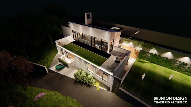 Modern House Broughty ferry at night Architect Drawing