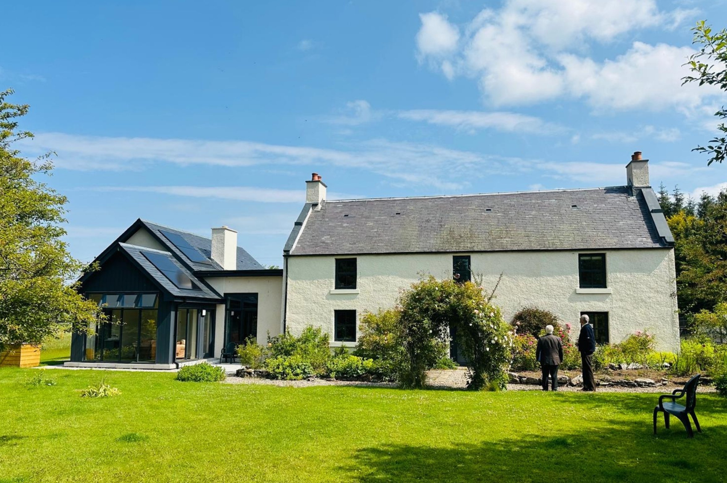 Angus 17th century farmhouse conversion and extension from the garden