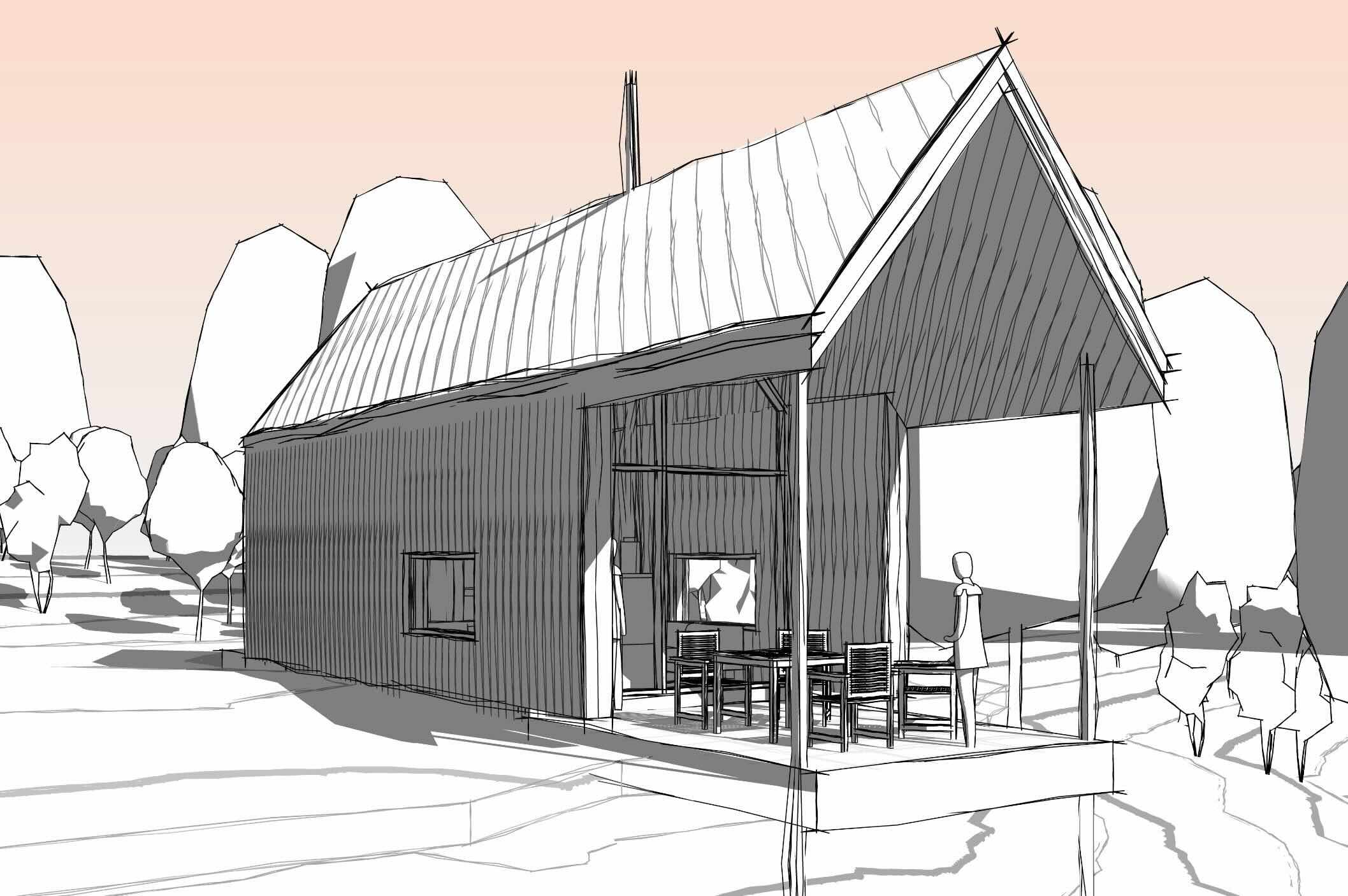 Proposed boat house and jetty on Loch Tummel with views towards Schiehallion in Perthshire