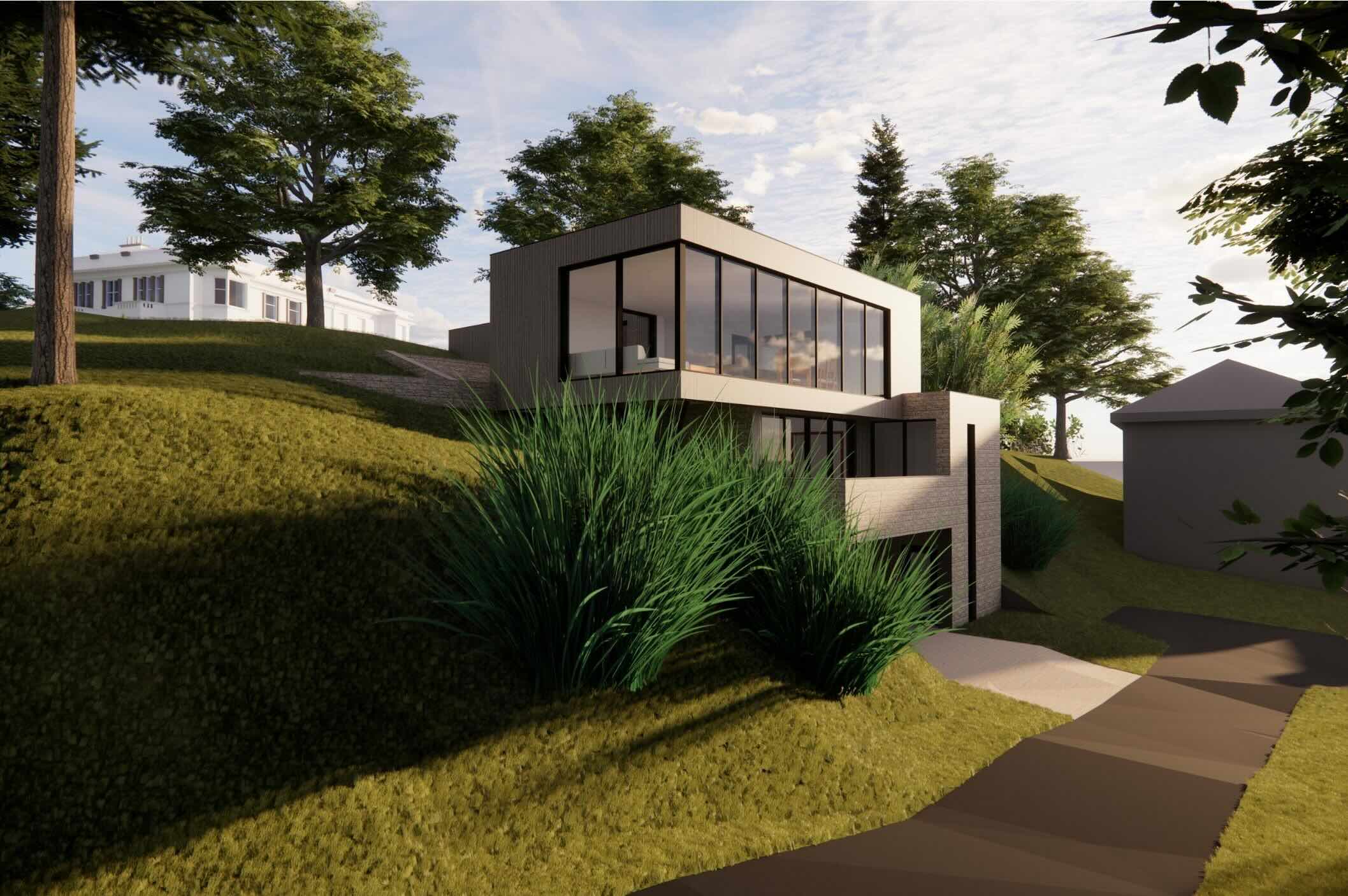 Contemporary house design in Dundee West End set within landscaped garden grounds