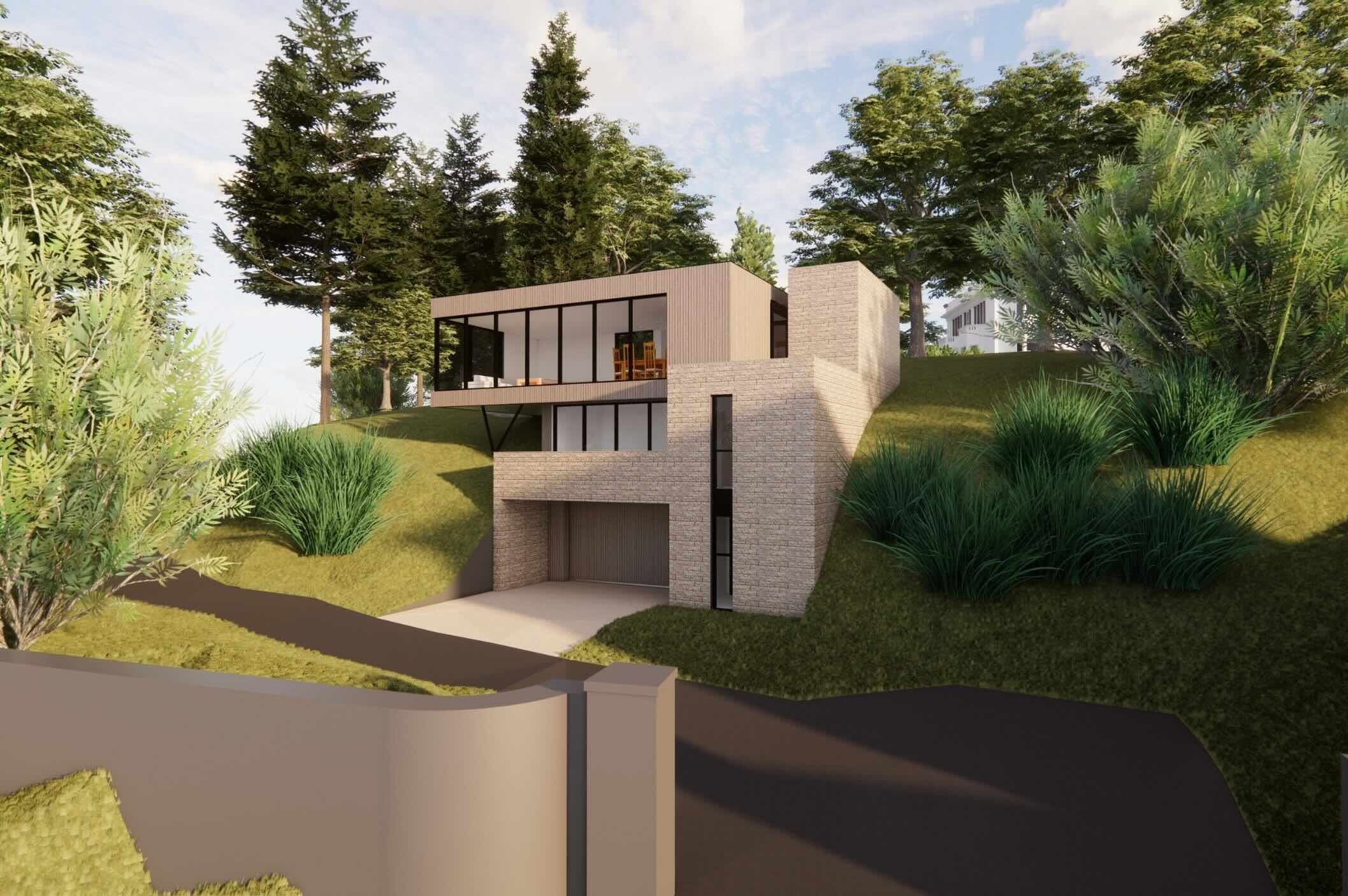 New house design in Dundee West End positioned among mature trees