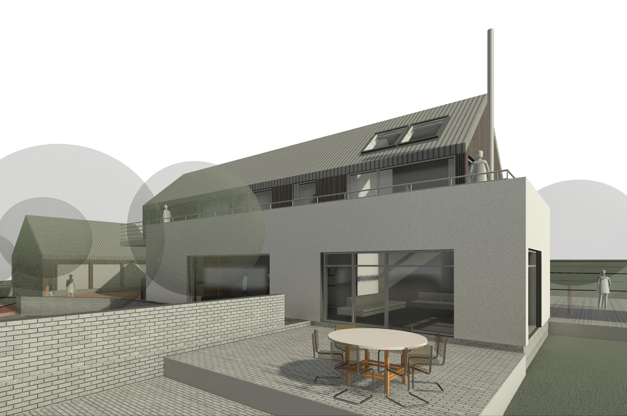 Modern architectural design of Penman House with clean lines and outdoor terrace space