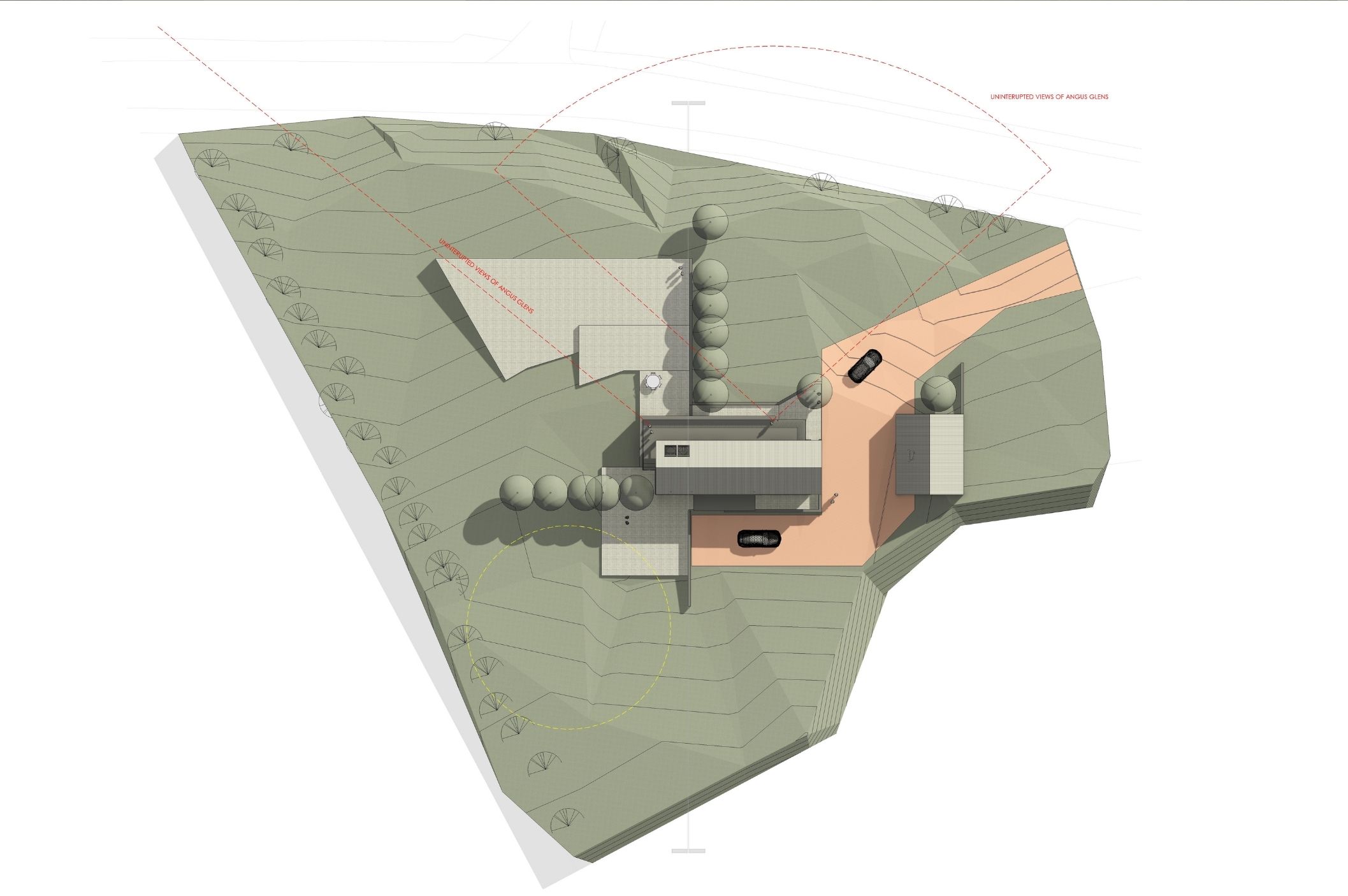Site layout of Penman House showing contemporary home positioned within plot setting